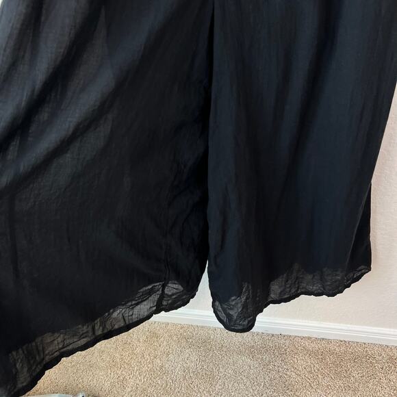 American Eagle Vneck Wide Leg Jumpsuit Black size Large 100% Cotton Boho Smocked - Picture 6 of 12